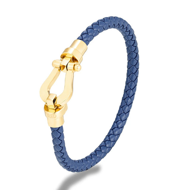 Men's Titanium Steel Woven Vachette Clasp Gold-plated Bracelets