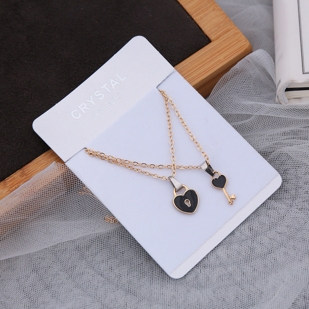 Simple Fashion Small Key Lock Love Gold Necklaces