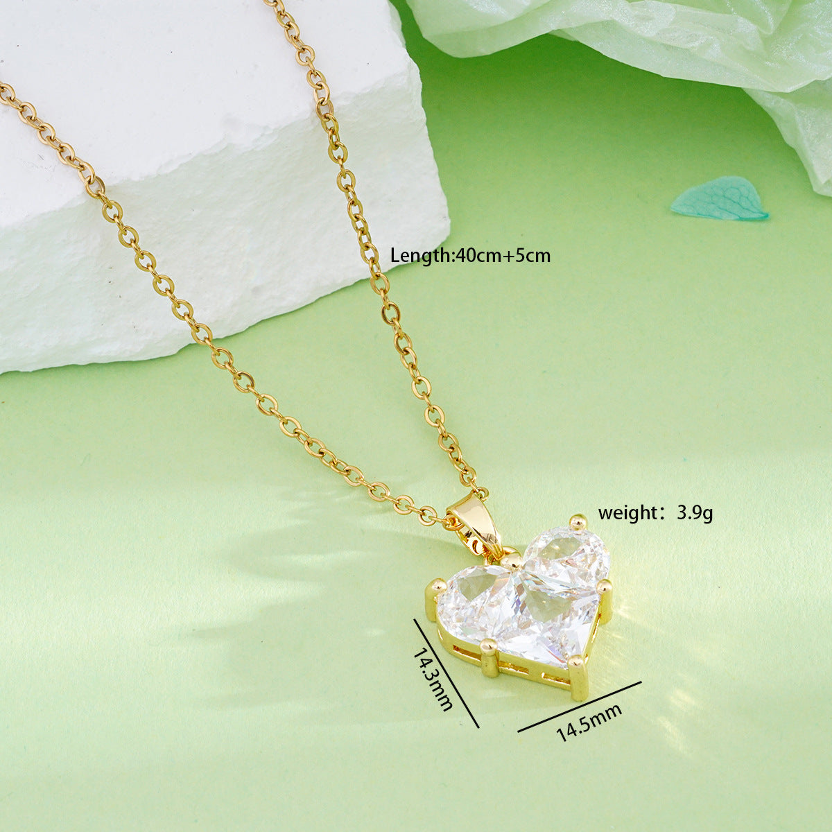 Women's For Gold Pink Love Design Sweet Necklaces