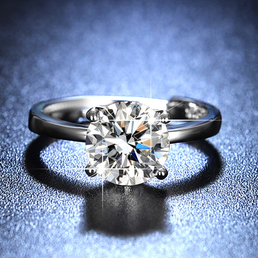 Women's Single Diamond Extended Arm Simulation Moissanite Rings