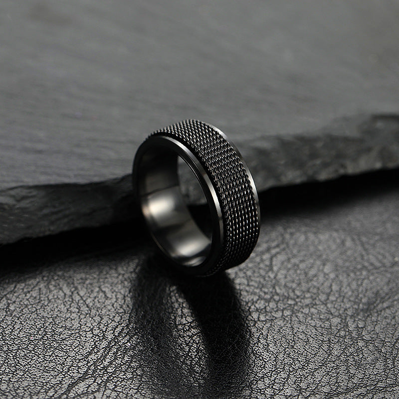 Mesh Rotatable Titanium Steel Punk Stainless Rings