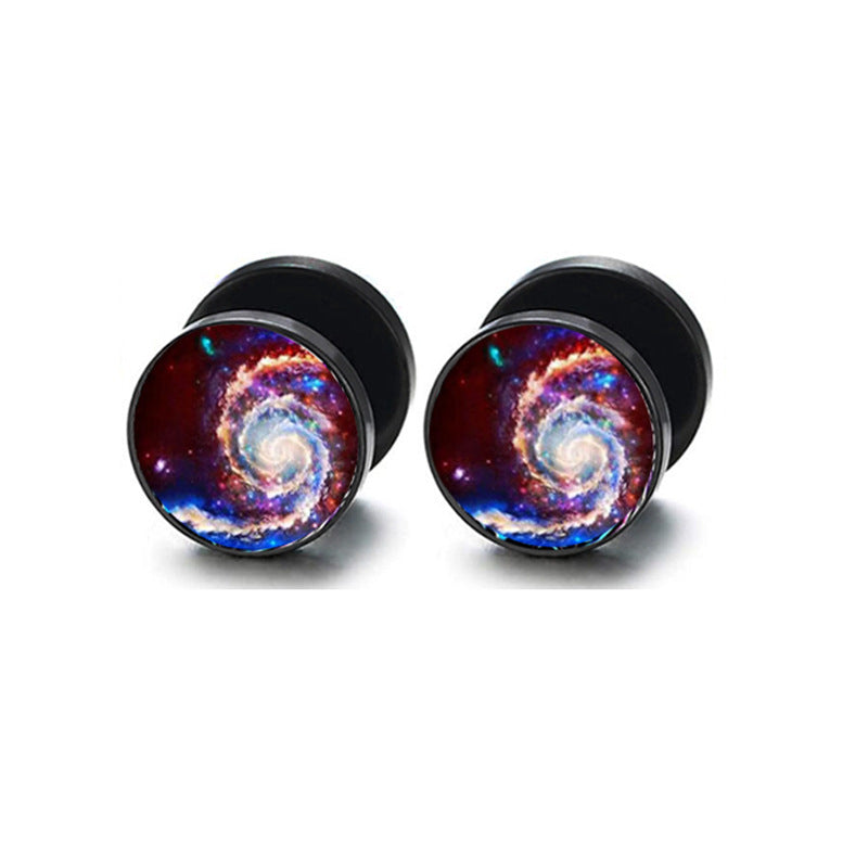 Women's & Men's Style Round Cake Barbell Korean Trendy Earrings