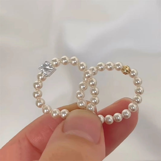 Circle Pearl Mini Small Beads Female Rings