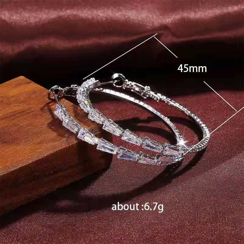 Simplicity Exaggeration Big Circle Micro Inlaid Zircon Copper Earrings