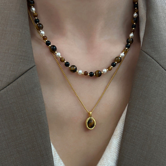 Women's Design Retro Tiger Eye Light Luxury Advanced Necklaces