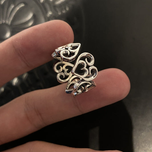 Distressed Design Open Iti Cross Love Heart-shaped Female Style Rings