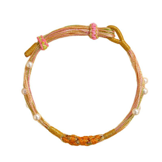 Women's & Men's Life Thread Magic Color Imitation Pearl Peach Blossom Knot Bracelet