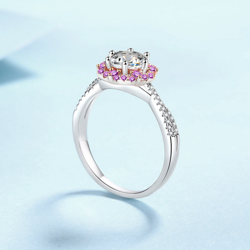 Sier Moissanite Cherry Blossom French Exquisite Rings