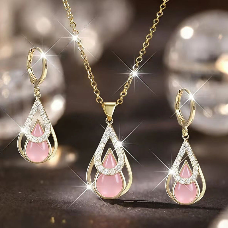 Fashion Black Double Layers Water Drop Jewelry Set