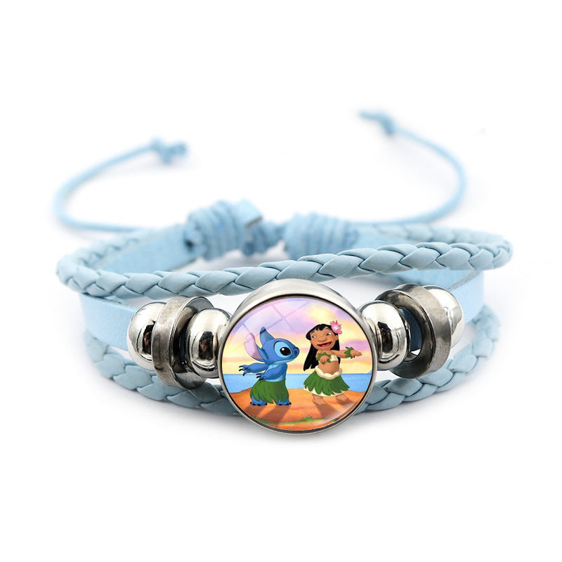 Men's Star Stitch Leather Cartoon Blue Woven Bracelets