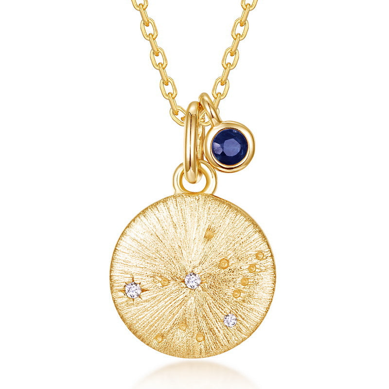Brushed Craft Sterling Sier Inlaid Birthstone Pendants