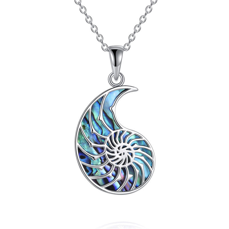 Trendy Stainless Steel Simple Blue Shell Necklace
