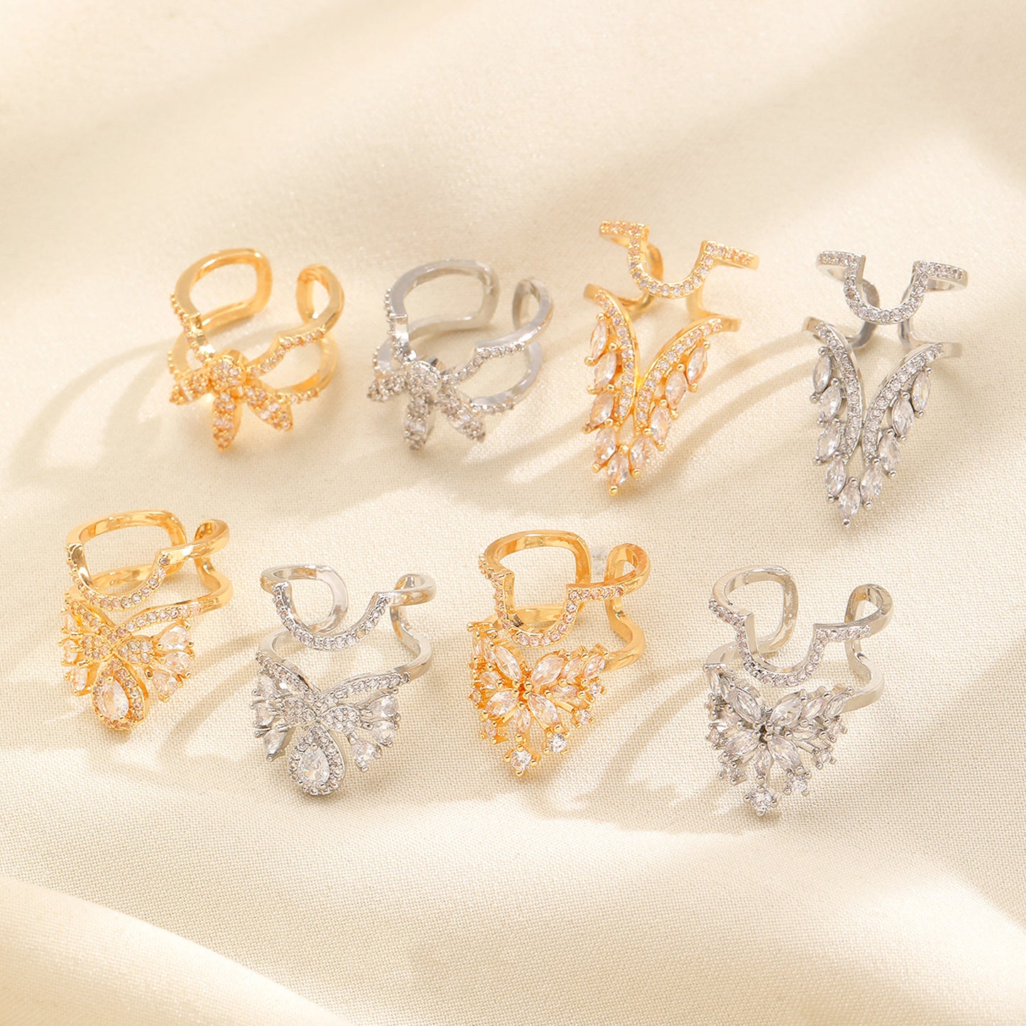 Copper Inlaid Zircon Nail Female Graceful Rings
