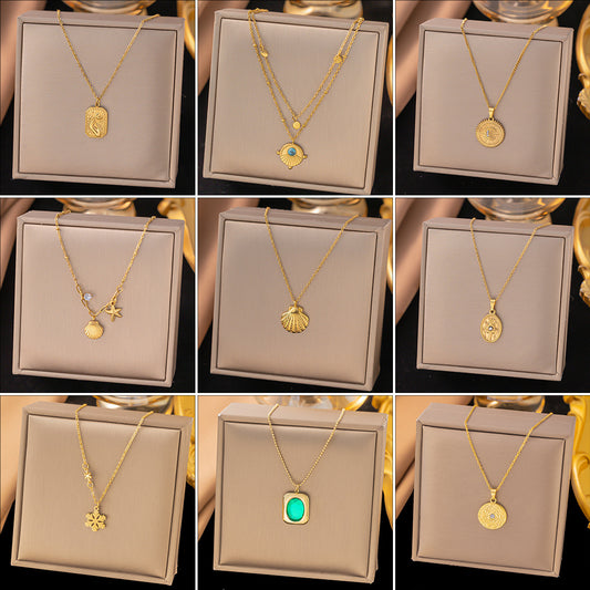 Street Tide Clavicle White Shell Round Necklaces