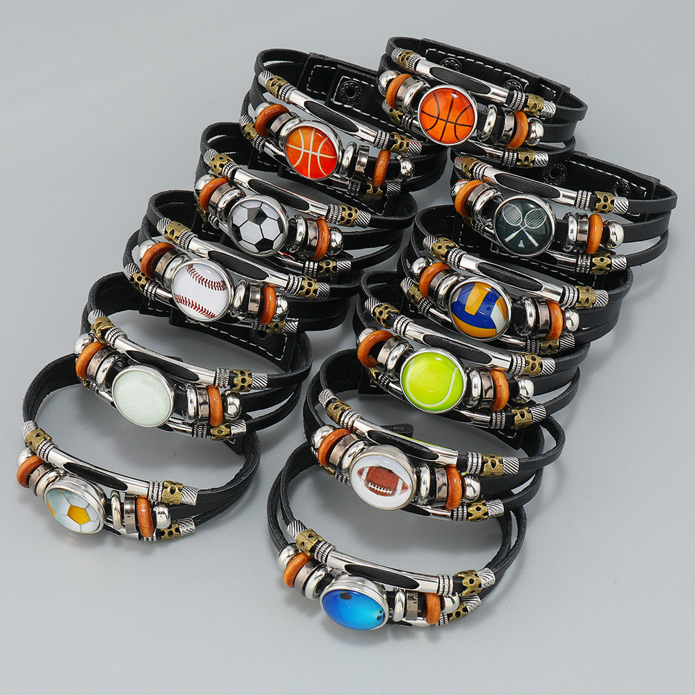 Ornament Beaded Football Baseball Basketball Wild Team Bracelets