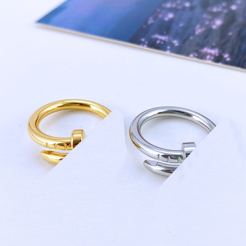 High-grade Light Luxury Nail Titanium Steel Couple Rings