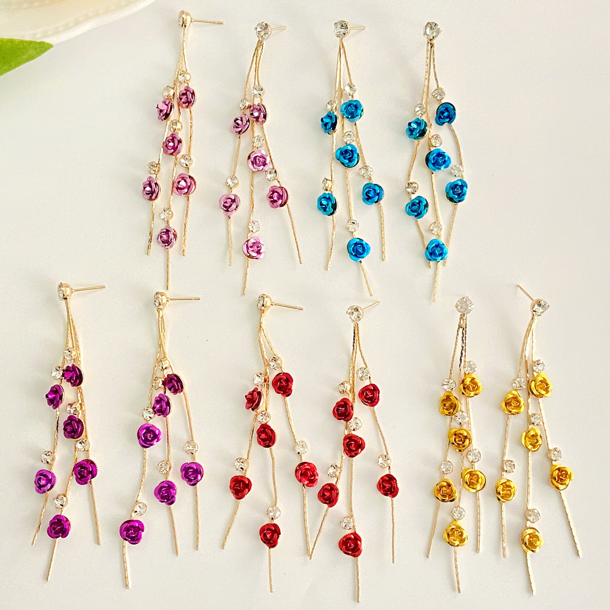 Women's French Entry Lux Long Rhinestone Tassel Earrings