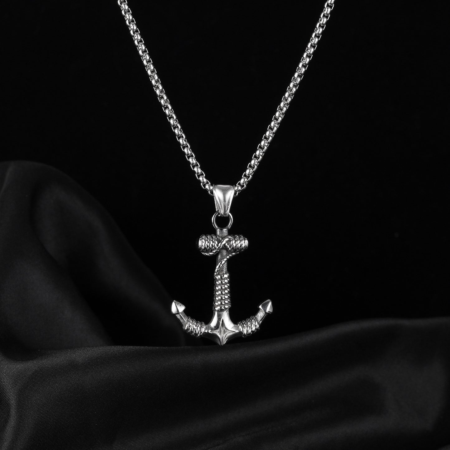 Men's Viking Boat Anchor Titanium Steel Vintage Stainless Necklace