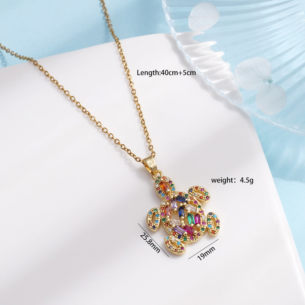 Gold Inlaid Zircon Marine Turtle Titanium Steel Female Design Necklaces