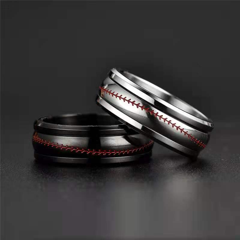 Men's Titanium Steel Trendy Rotatable Rugby Couple Rings