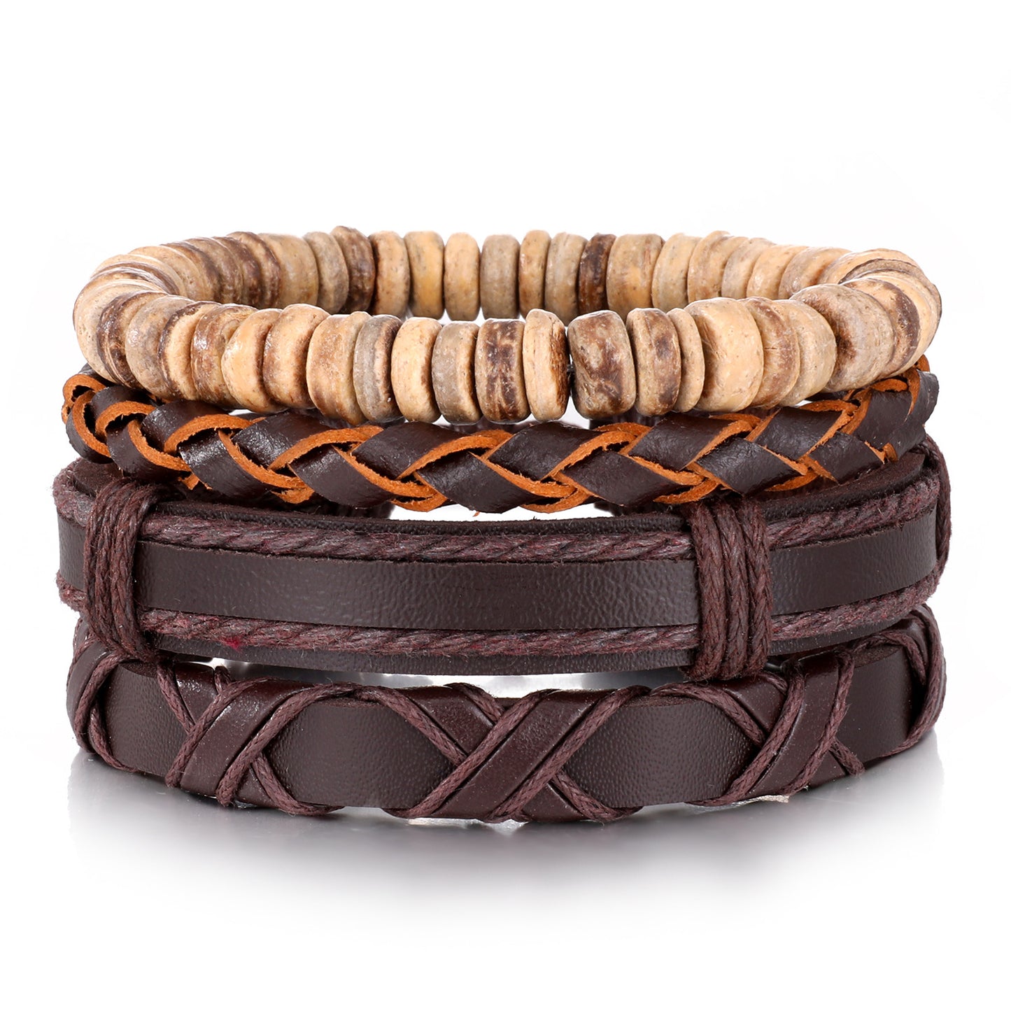 Men's Series Woven Leather Coconut Shell Hemp Bracelets