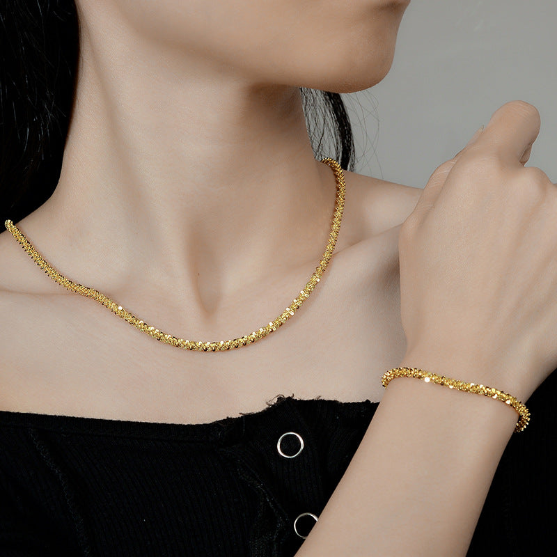 Women's & Men's Sterling Sier Sparkling High-grade Starry Chain Thick Necklaces