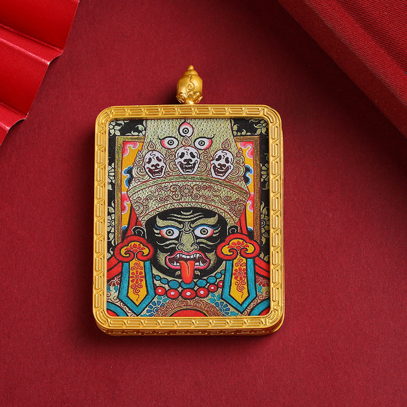 Master Green Tara Tibetan Square Gold Multiple Pendants