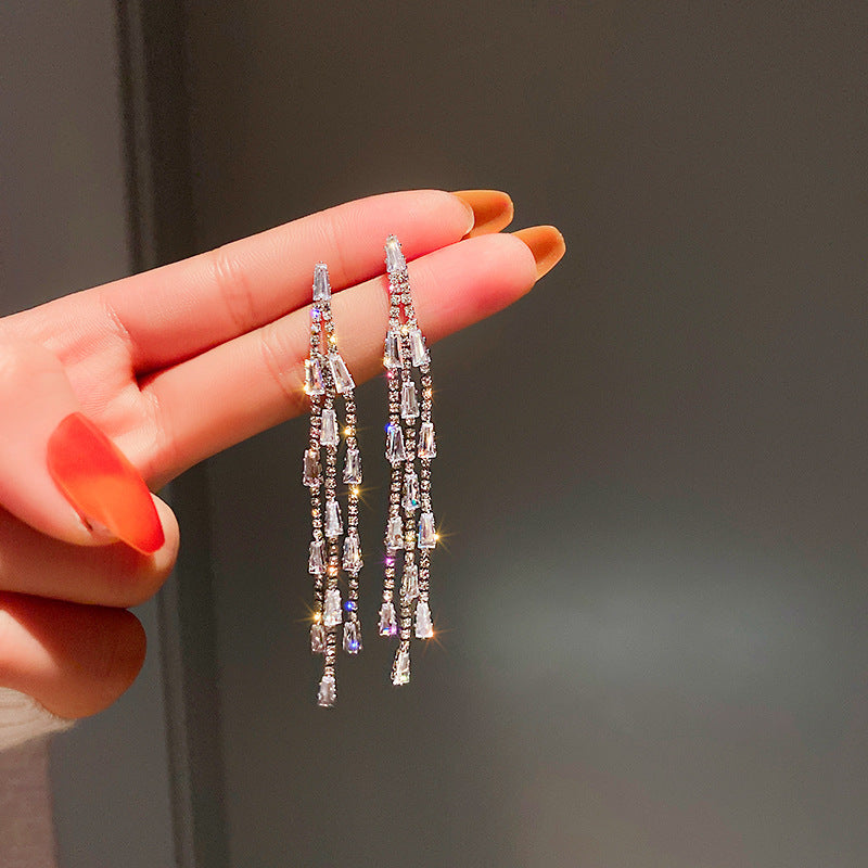 Women's Needle Zircon Tassel Light Luxury Unique Earrings