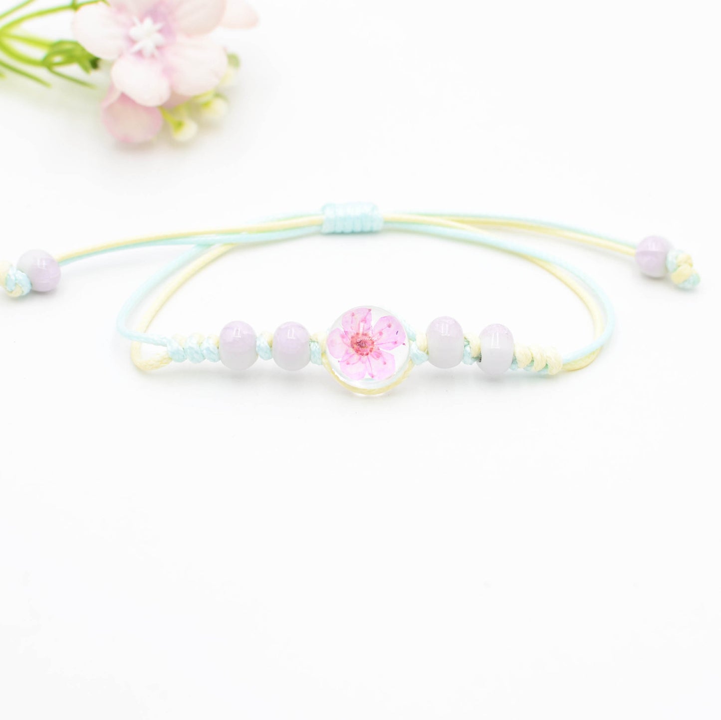 Glass Bead Real Specimen Cherry Blossom Bracelets