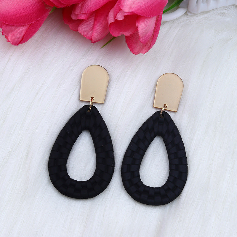 Women's Woven Pattern Drop-shaped Hollow Ear Acrylic Earrings