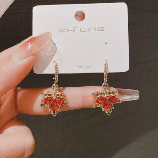 Women's Leaf Trendy Hanging High-grade Sier Needle Earrings