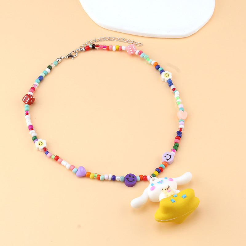 Hip Hop Dice Smiley Face Clavicle Chain Necklaces
