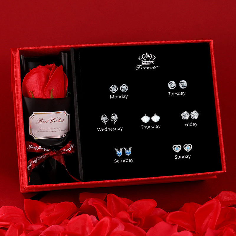 Needle Week Suit Micro Inlaid Zircon Fashion Valentine's Earrings