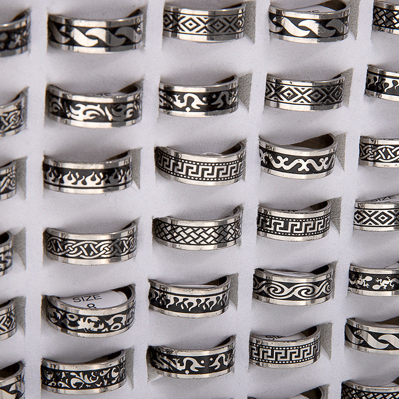 Ornament Stainless Steel Corrosion Smear Mixed Rings