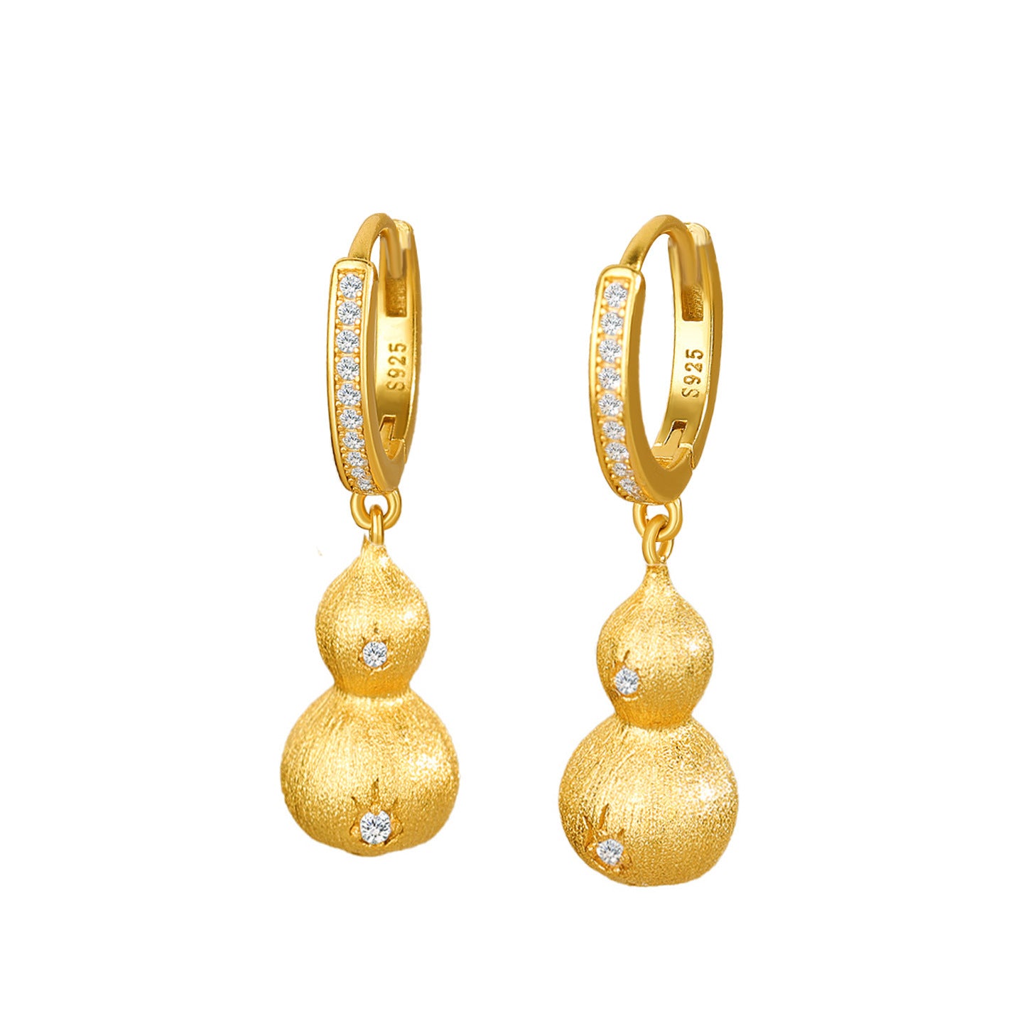Sier Golden Gourd Chinese Brushed Light Luxury Earrings