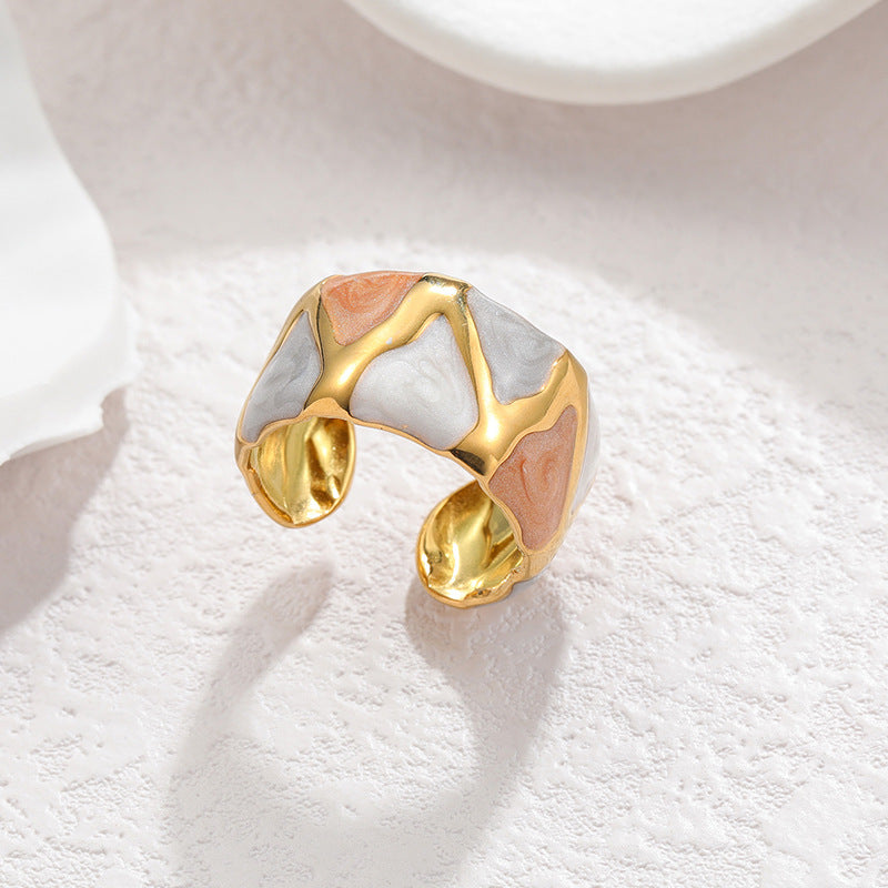 Geometric Irregular Lines Drip Open Fashion Titanium Rings