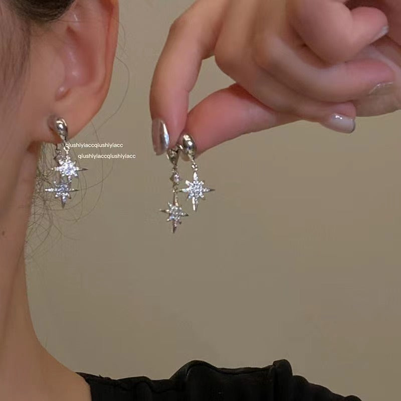 Six-pointed Star Most Beautiful Light Luxury Earrings