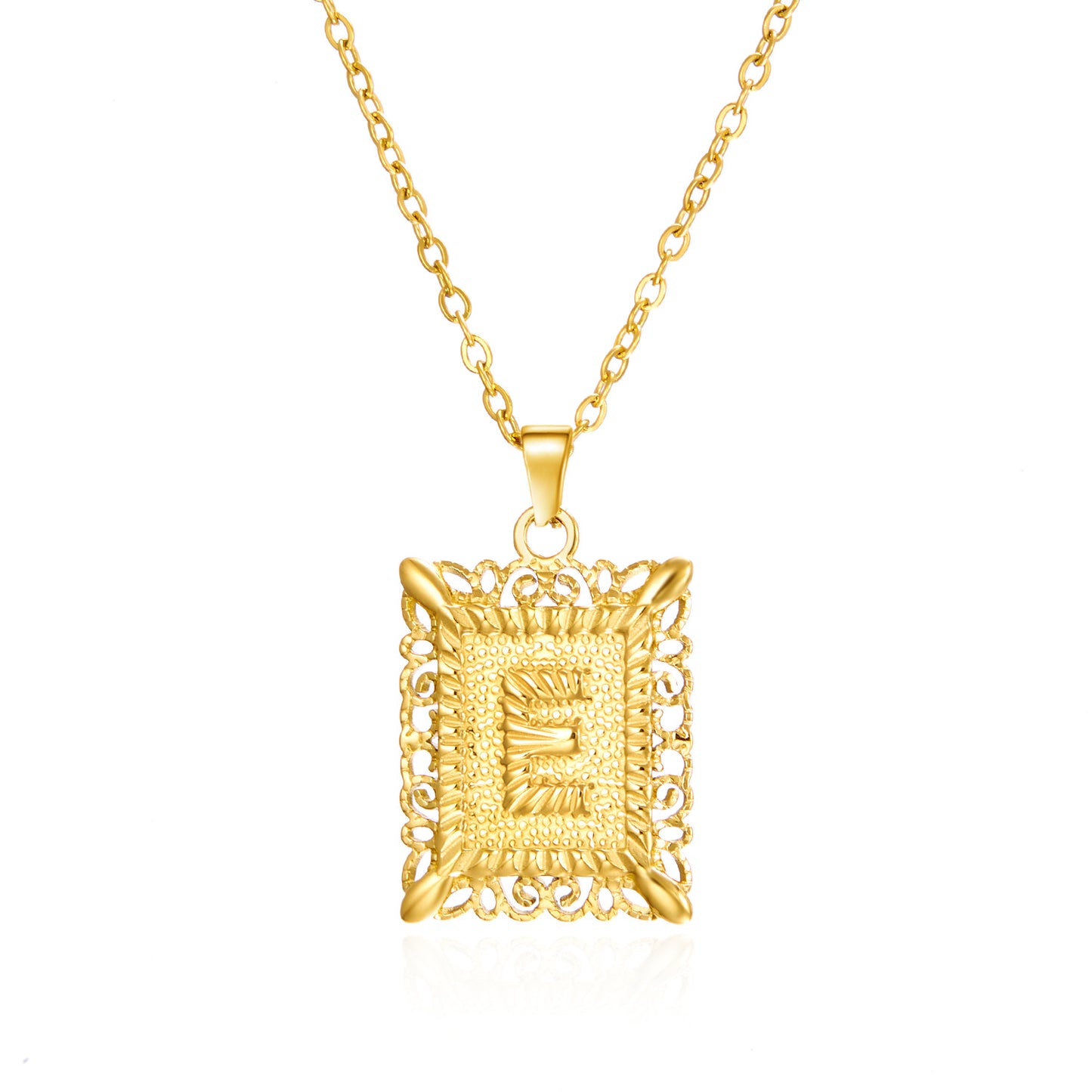Stainless Steel Letter Hollow Square Titanium Necklaces