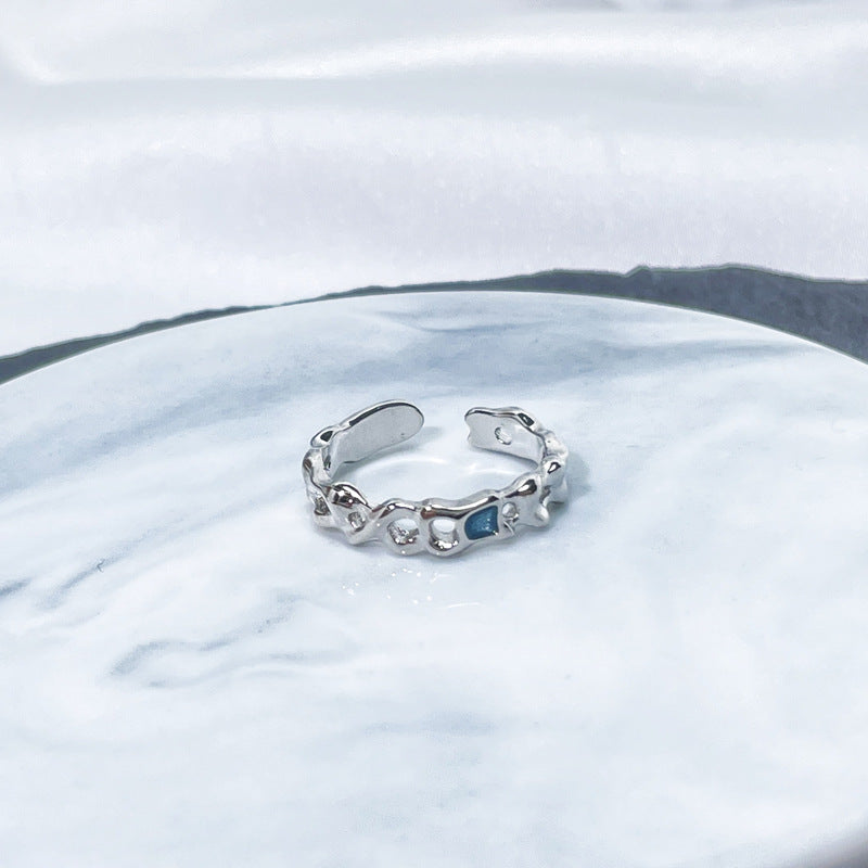 Female Niche Irregular Blue Series Simple Refined Stylish Versatile Rings