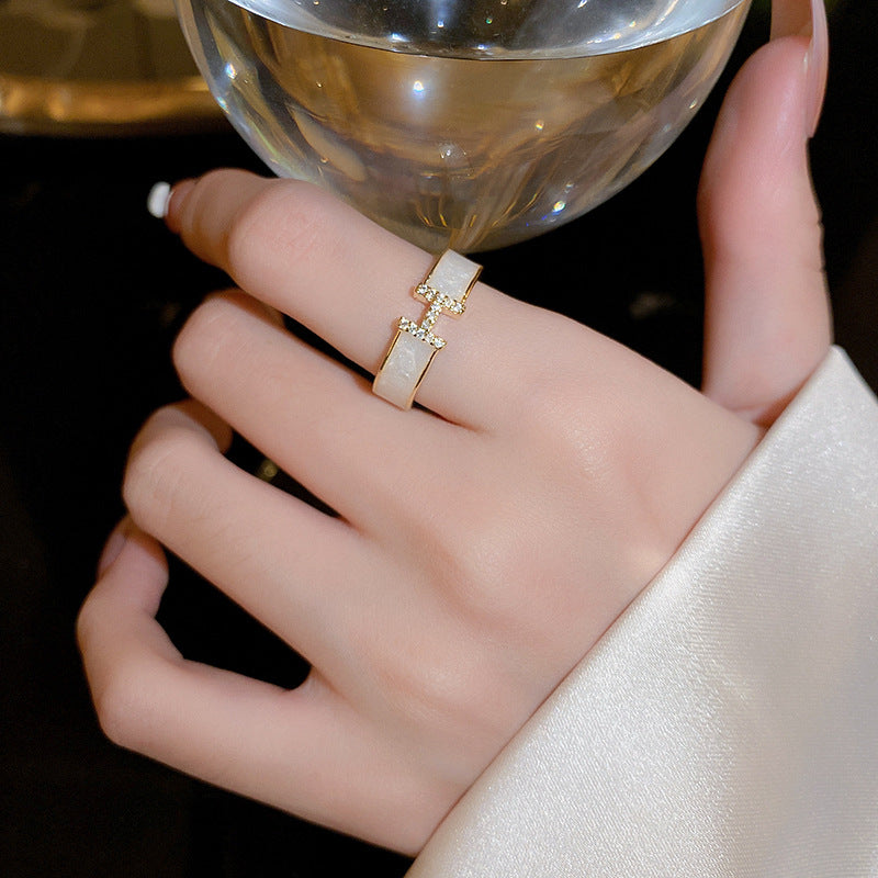 Gold-plated Letter Female Light Luxury Minority Design Rings