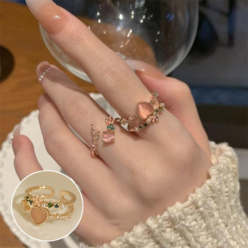 Female Korean Chic Unique Geometric Grid Sier Rings