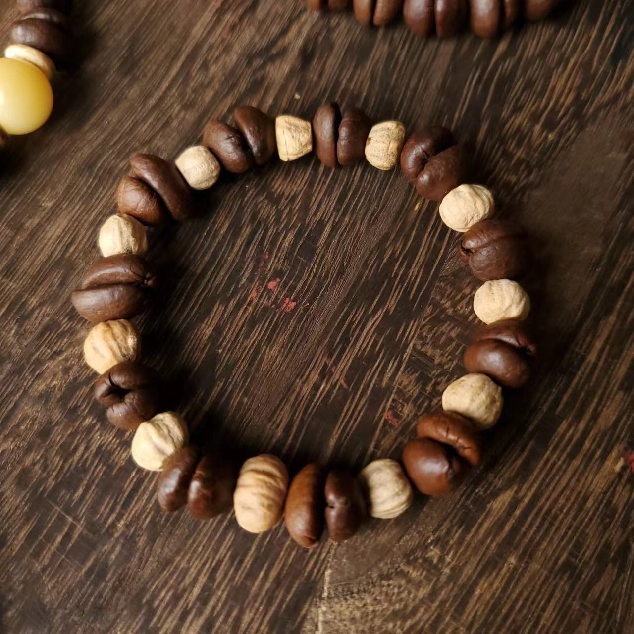 Coffee Bean Ebony Kitten Head Passion Fruit Seed Bracelets