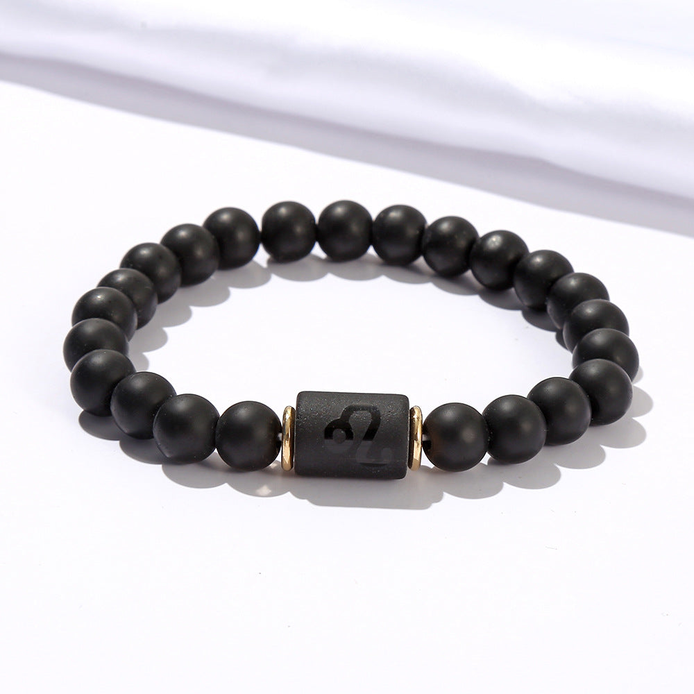 Elastic Twee Constellation Black Frosted Agate Bracelets