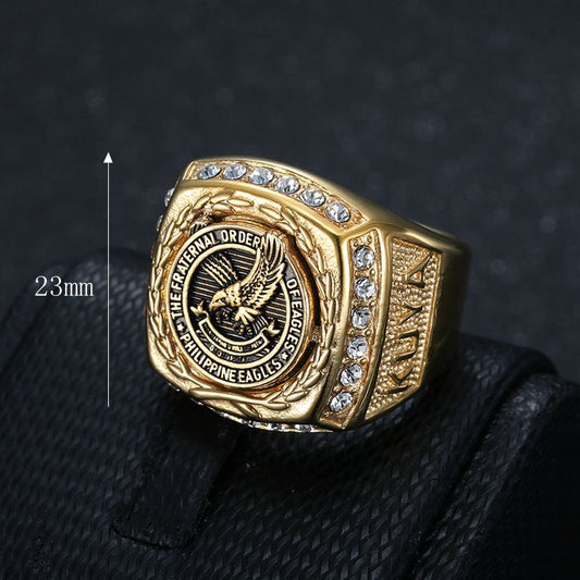 Men's Stainless Steel Vacuum Gold-plated Philippine Eagle Rings