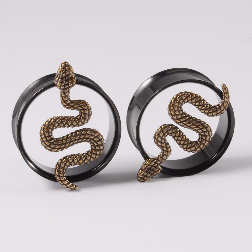 Horn Auricle Bee Snake-shaped Electroplated Skull Gold Earrings