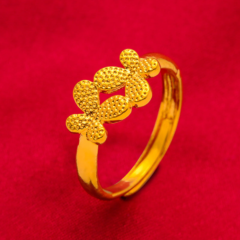Women's Open Carven Design Brass Gold Plated Shop Ring