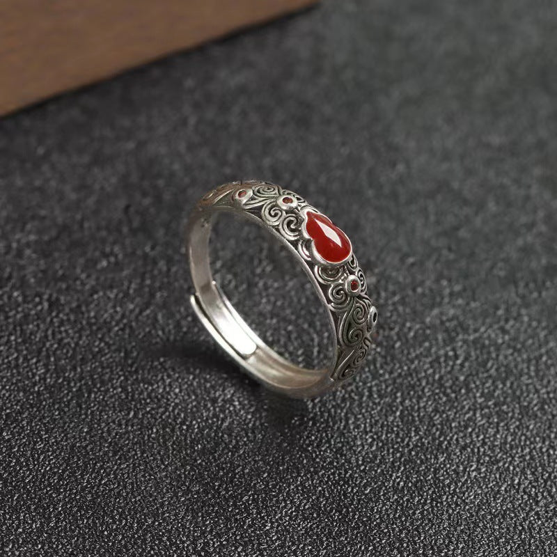 Women's & Men's Lu Safety Gourd Retro Distressed Opening Rings