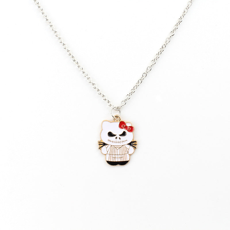 Demon Ghost Hello Kitty Alloy Dripping Necklaces