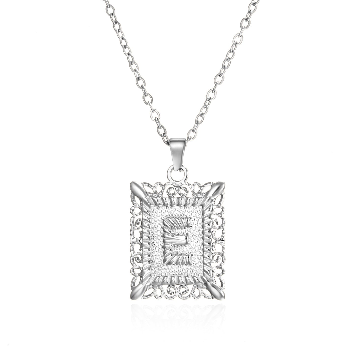 Stainless Steel Letter Hollow Square Titanium Necklaces