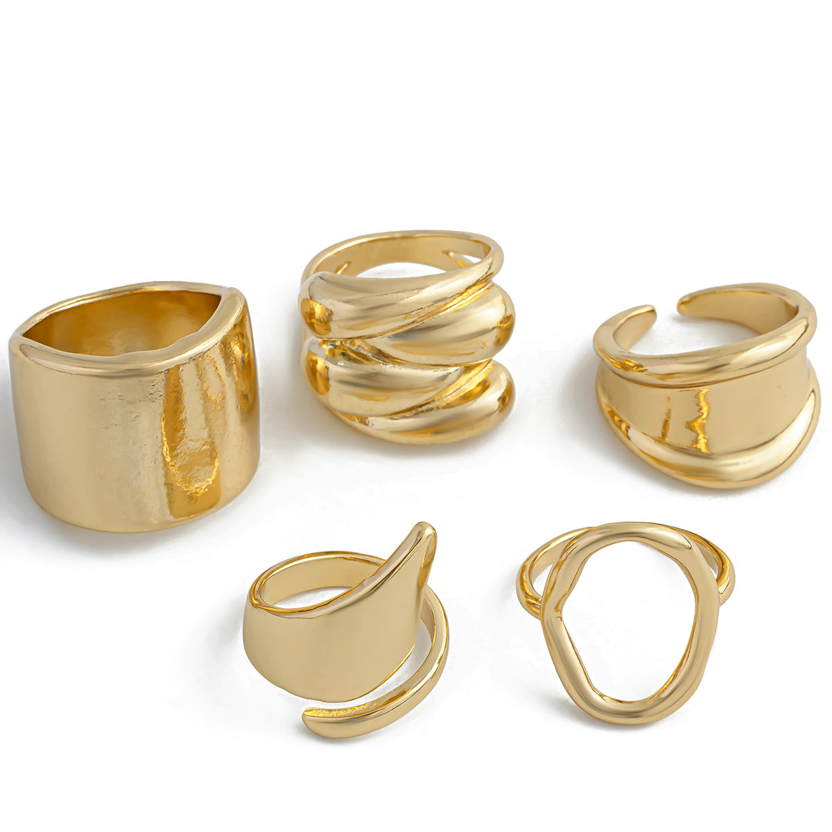 Geometric Design Set Knuckle Metallic Niche Rings